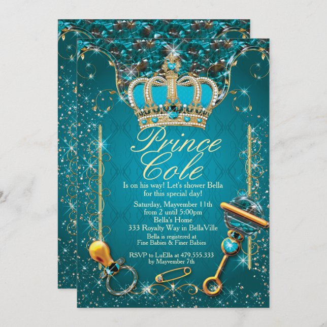Royal Prince Baby Boy Shower Invitations (Front/Back)