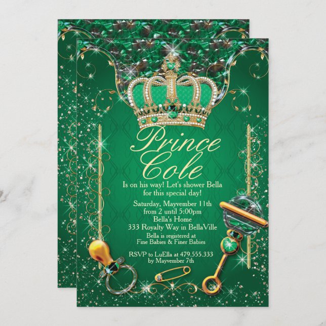 Royal Prince Baby Boy Shower Invitations (Front/Back)
