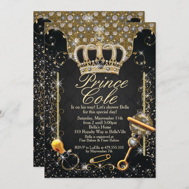 Royal Prince Baby Boy Shower Invitations (Front/Back)