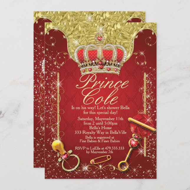 Royal Prince Baby Boy Shower Invitations (Front/Back)
