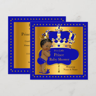 Royal Prince Baby Shower Blue Boy Crown Ethnic Invitation