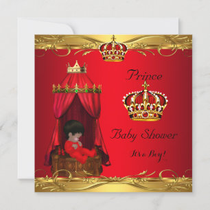 Royal Prince Baby Shower Boy Regal Red Crown Invitation