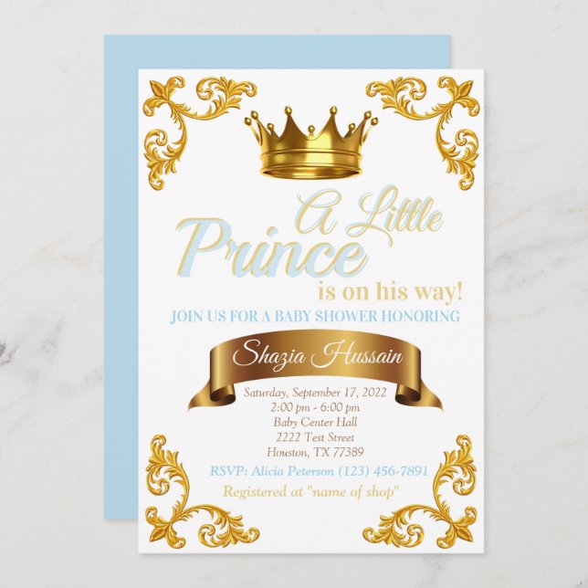 Royal Prince Baby Shower Invite (Front/Back)