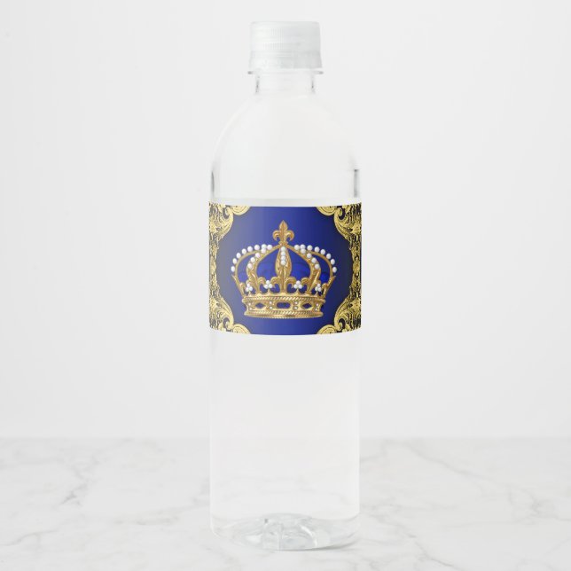 Royal Prince Baby Shower Water Bottle Labels (Front)