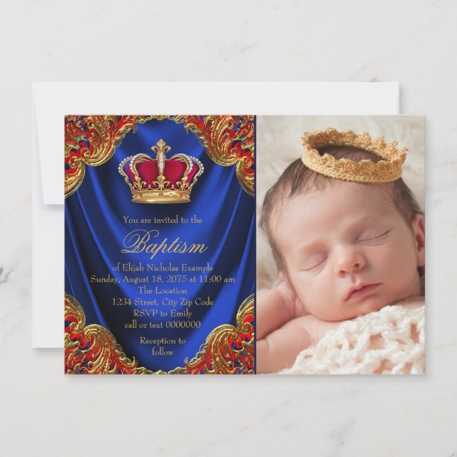 Royal Prince Baptism Invitations (Front)