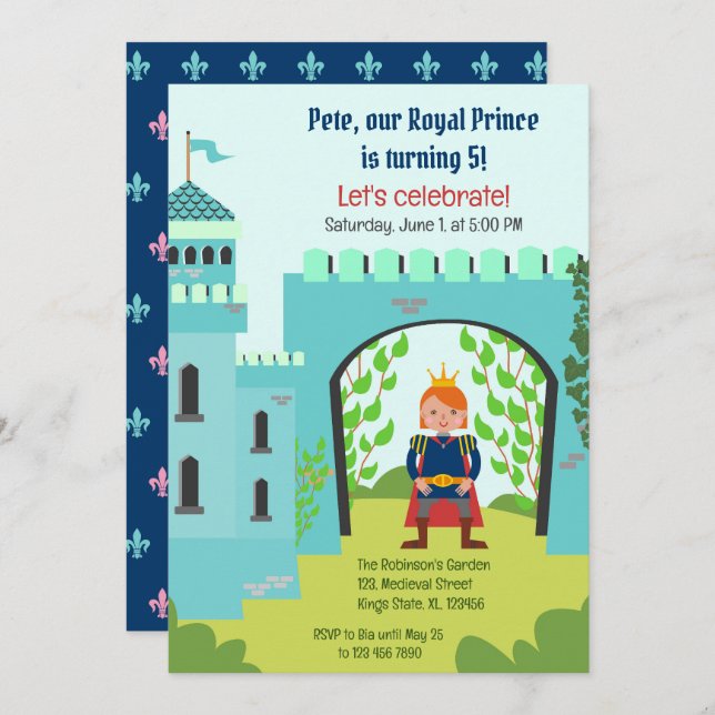 Royal Prince Boy Birthday Party Invitation (Front/Back)