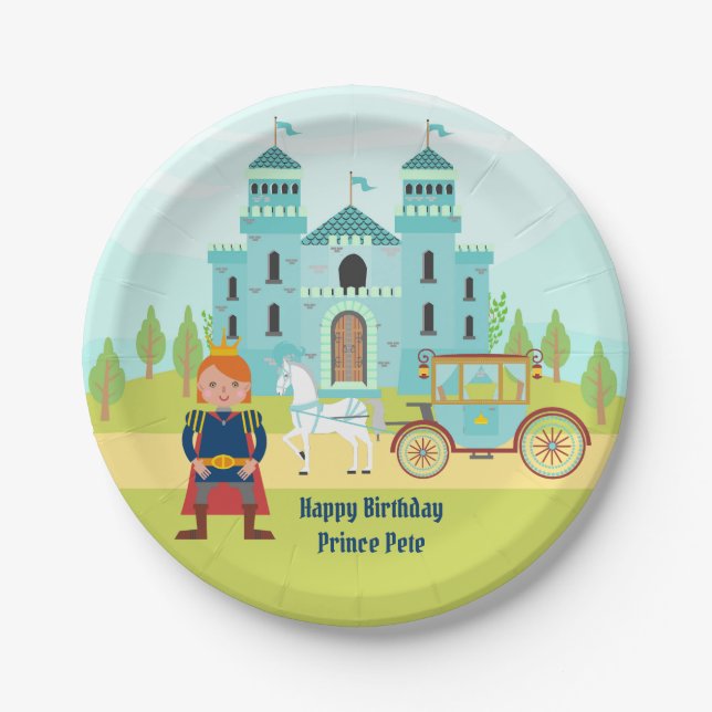 Royal Prince Boy Birthday Party Paper Plate (Front)