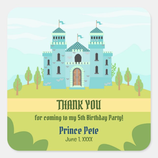 Royal Prince Boy Birthday Party Square Sticker (Front)