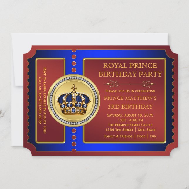 Royal Prince Boys Prince Birthday Party Invitation (Front)