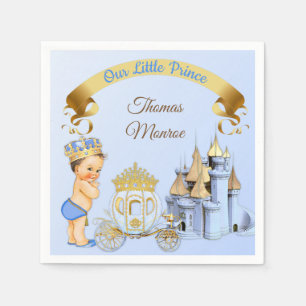 Royal Prince Castle Carriage Blue Gold Boy Napkin