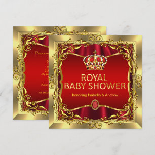Royal Prince or Princess Baby Shower Red Gold Invitation
