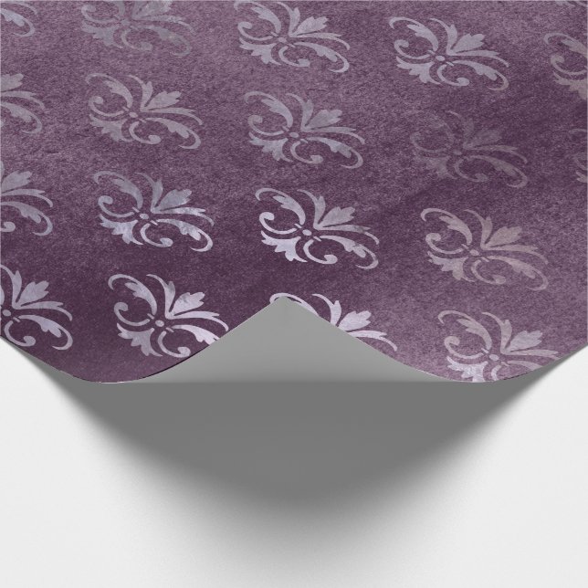 Royal Princess Amethyst Purple Fleur-de-lis Wrapping Paper (Corner)