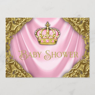 Royal Princess Baby Shower Pink Satin and Gold Invitation