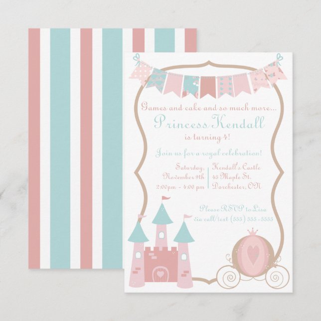 Royal Princess Birthday Party Invitation (Front/Back)
