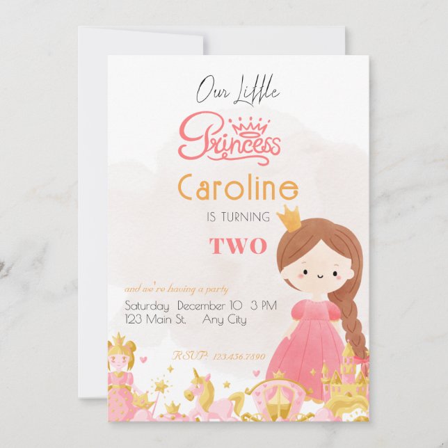 Royal Princess Birthday Party Invitation (Front)