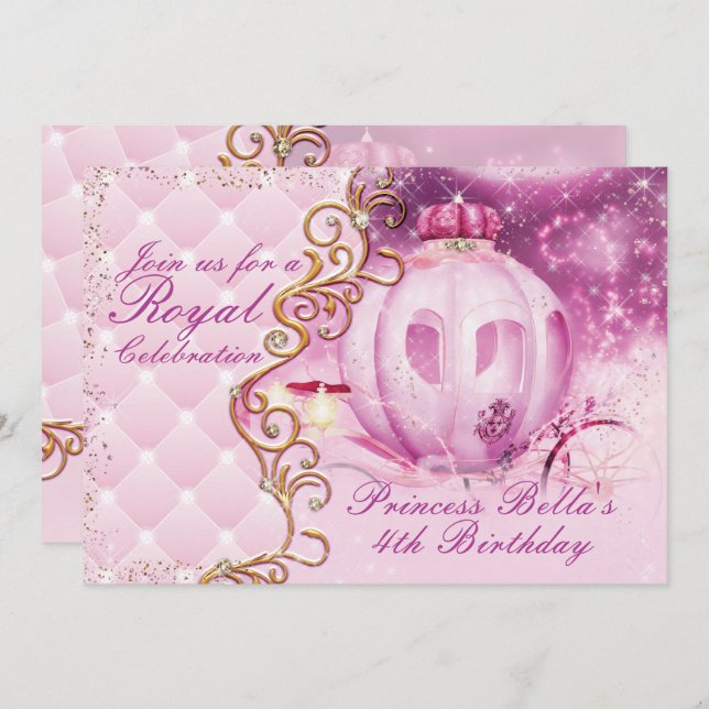 Royal Princess Birthday Party Invitations (Front/Back)