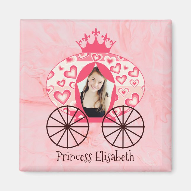 Royal princess carriage vintage personalised photo magnet (Front)