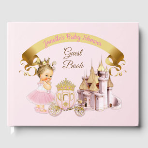 Royal Princess Castle Carriage Pink Gold Girl Guest Book