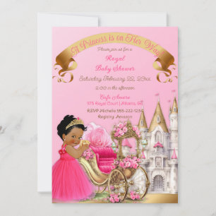 Royal Princess Castle Carriage Pink Gold Girl Invitation