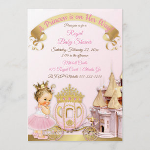 Royal Princess Castle Carriage Pink Gold Girl Invitation