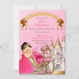 Royal Princess Castle Carriage Pink Gold Girl Invitation