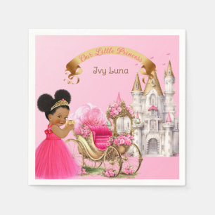 Royal Princess Castle Carriage Pink Gold Girl Napkin