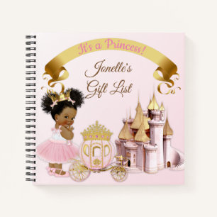 Royal Princess Castle Carriage Pink Gold Girl Notebook