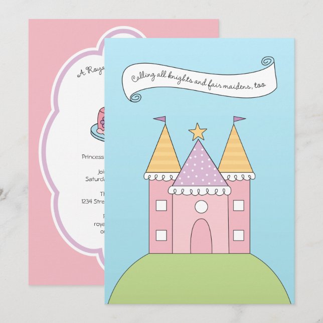 Royal Princess Castle Girls Birthday Party Invitation (Front/Back)