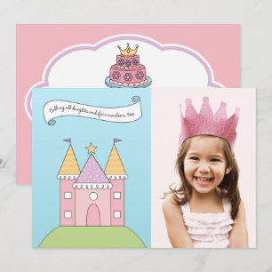 Royal Princess Castle Photo Birthday Cake Invitation