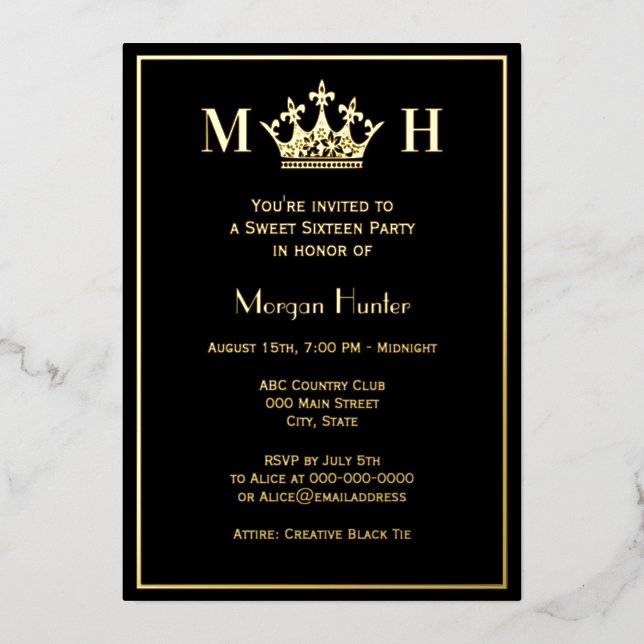 Royal Princess Crown #2 Sweet Sixteen Foil Holiday (Front)