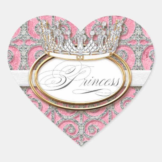 Royal Princess Crown Girl Baby Shower Sticker Seal (Front)