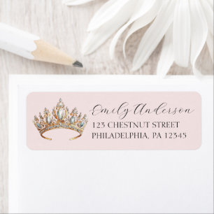 Royal Princess Crown Girl Birthday Party Return Address Label