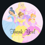 Royal Princess Girls Thank You Birthday Sticker<br><div class="desc">Cute Pink Royal Princess Girls Thank You Birthday sticker. Great for birthday favour tag or thank you note envelope seal! Customise with your birthday invitation and you're all set to go! Matching invitations and postage stamps available in our shop www.celebrateitinvites.com.  ©Sanqunetti Design</div>