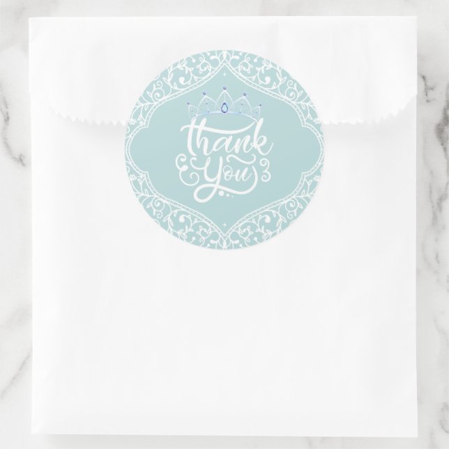 Royal Princess Party Thank you Classic Round Sticker (Bag)