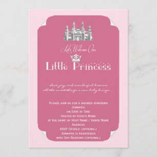 Royal Princess Pink Baby Girl Shower Invitation