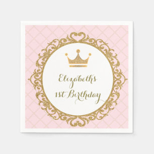 Royal Princess Pink Gold Birthday Paper Napkin