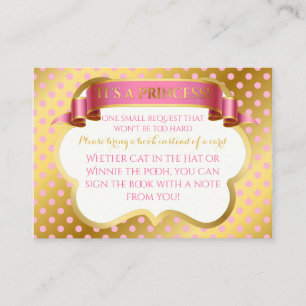Royal Princess Pink Gold Crown Book Request Enclosure Card