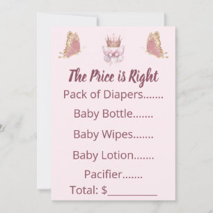 Royal Princess Pink Gold Price is Right Game Invitation