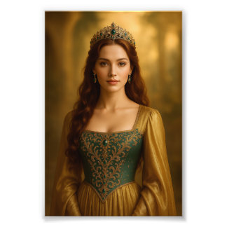 Royal Princess Portrait in Emerald and Gold  Photo Print