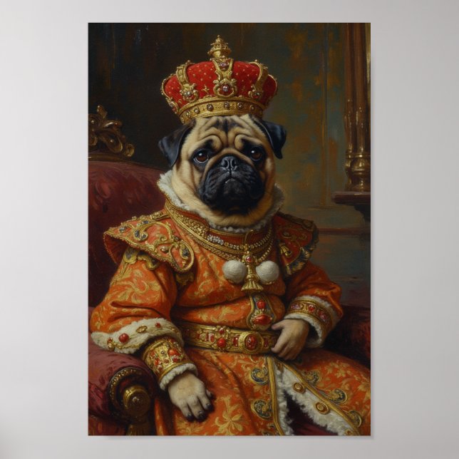 Royal Pug Portrait Poster (Front)