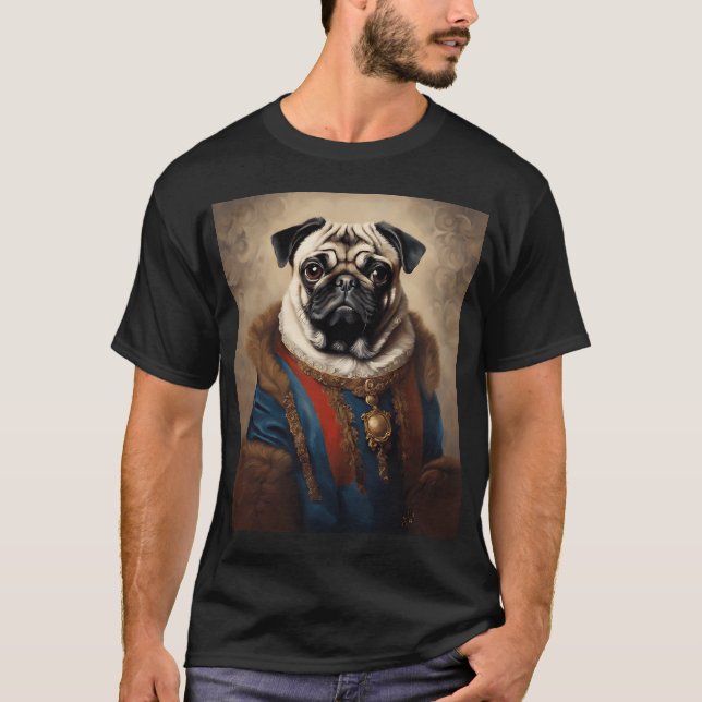 Royal pug portrait T-Shirt (Front)