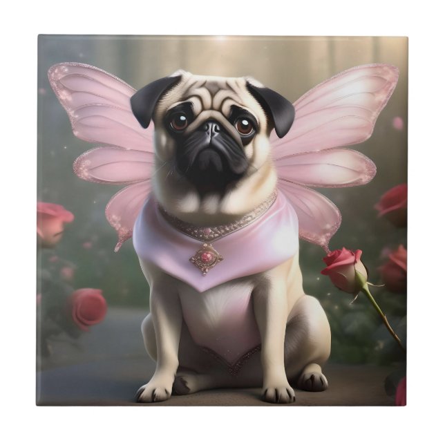 Royal Pug: The Princess Fairy of Enchanted Realms Ceramic Tile (Front)