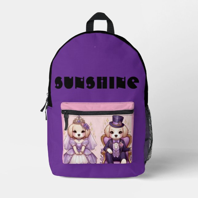 Royal Puppy Birthday  Printed Backpack (Front)