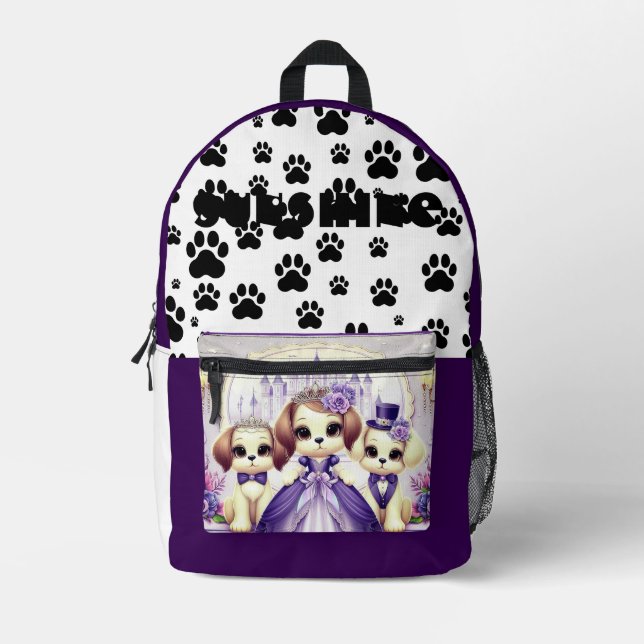 Royal Puppy Fairytale – A Princess’s Dream Printed Backpack (Front)