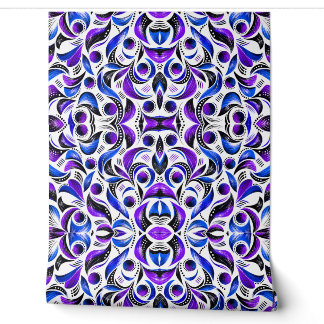 Royal Purple Abstract Swirl Pattern Fabric Wallpaper