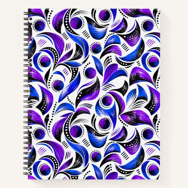 Royal Purple Abstract Swirl Pattern spiral  Notebook (Front)