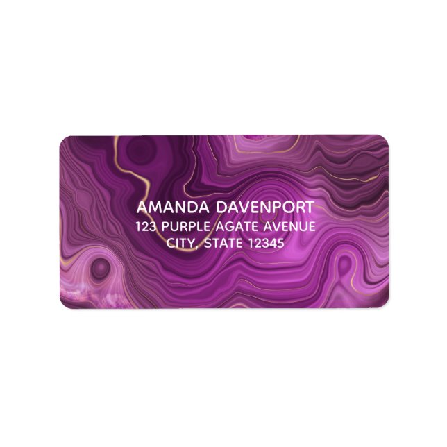 Royal Purple And Gold Agate Abstract Label (Front)