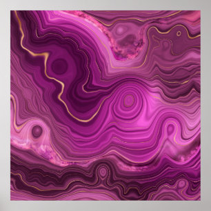 Royal Purple And Gold Agate Abstract Poster