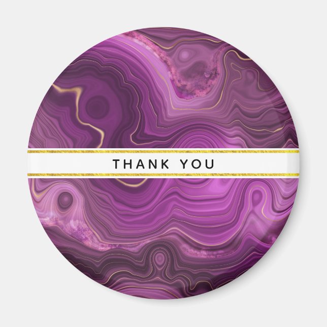 Royal Purple And Gold Agate Abstract Thank You Magnet (Front)