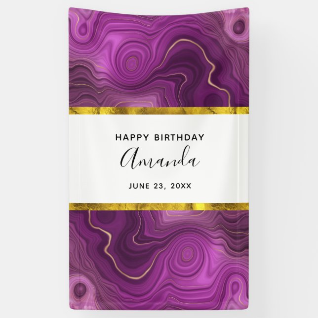 Royal Purple And Gold Agate with Faux Gold Foil    Banner (Vertical)